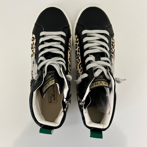 Vintage Havana Leopard High Top Sneakers Size 9 Star Distressed Zip Shoes - Picture 8 of 13
